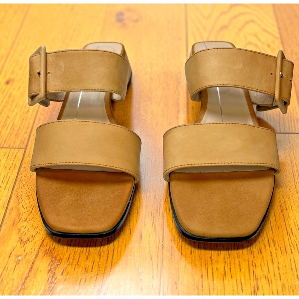 ECCO Elevate Tan Nubuck Slide Sandal 36 US 5 - 5.5 Square Toe Block Heel Minimal